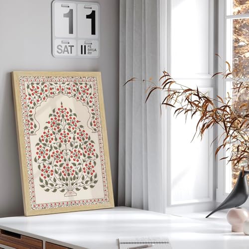 ArtX Paper Madhubani Floral Paintings with Frame for Home Decor Wall Art, Wall Paintings for Living Room, Multicolor, Natural Wood Color Frames, 12.0x18.0 inch, Set of 3 - Image 5