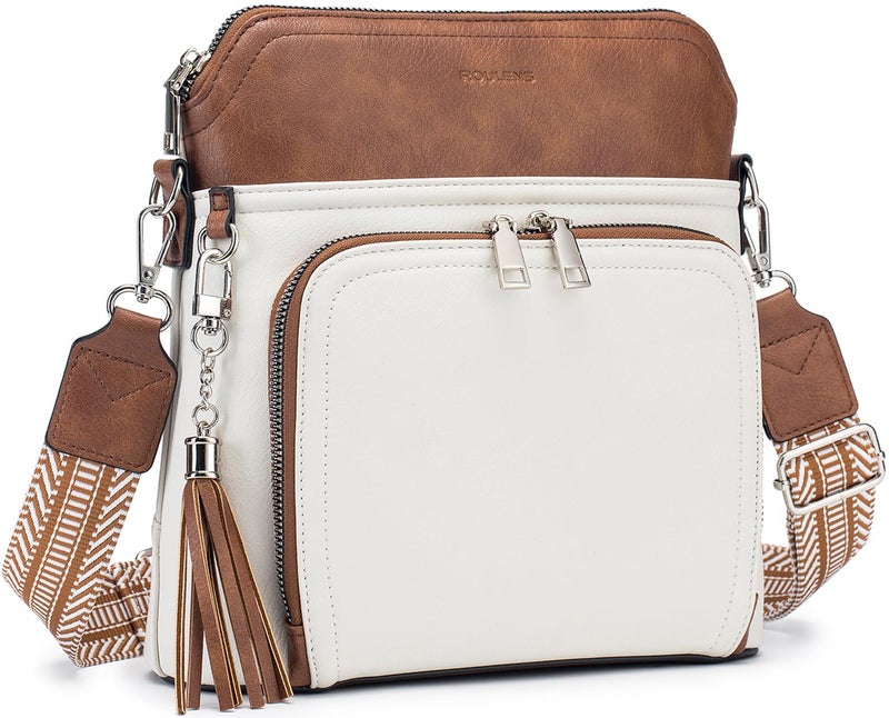 Roulens Crossbody Purse for Women,Lightweight Medium Crossbody Bag Soft Leather Women's Shoulder Handbags with Tassel - Image 1