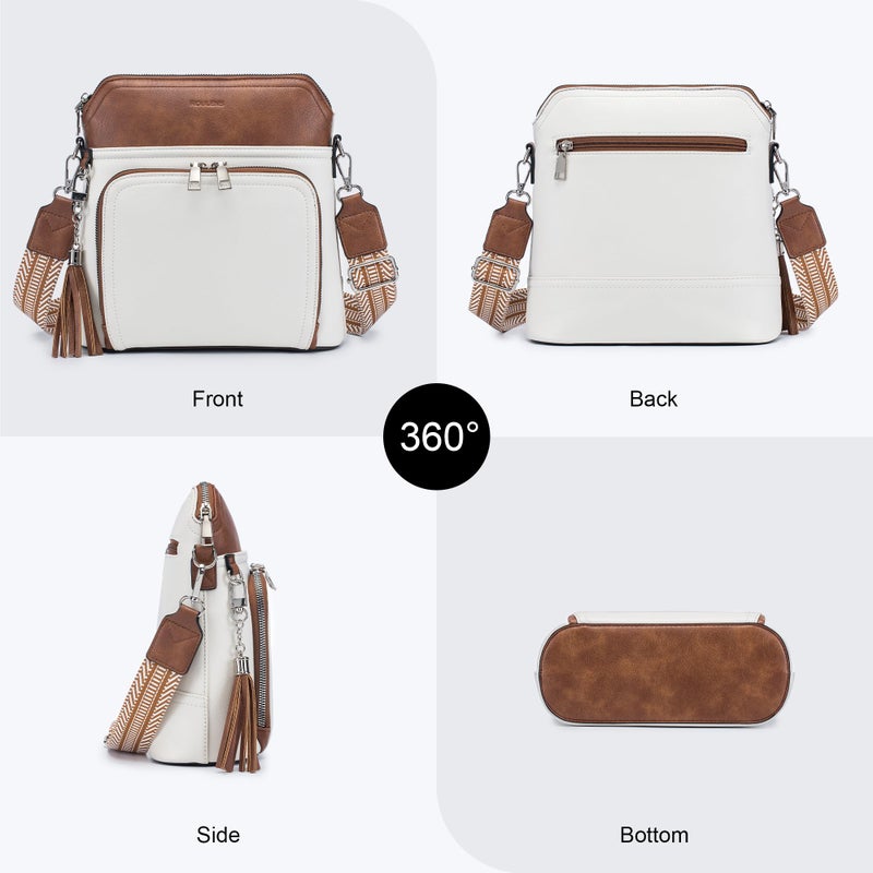 Roulens Crossbody Purse for Women,Lightweight Medium Crossbody Bag Soft Leather Women's Shoulder Handbags with Tassel - Image 4