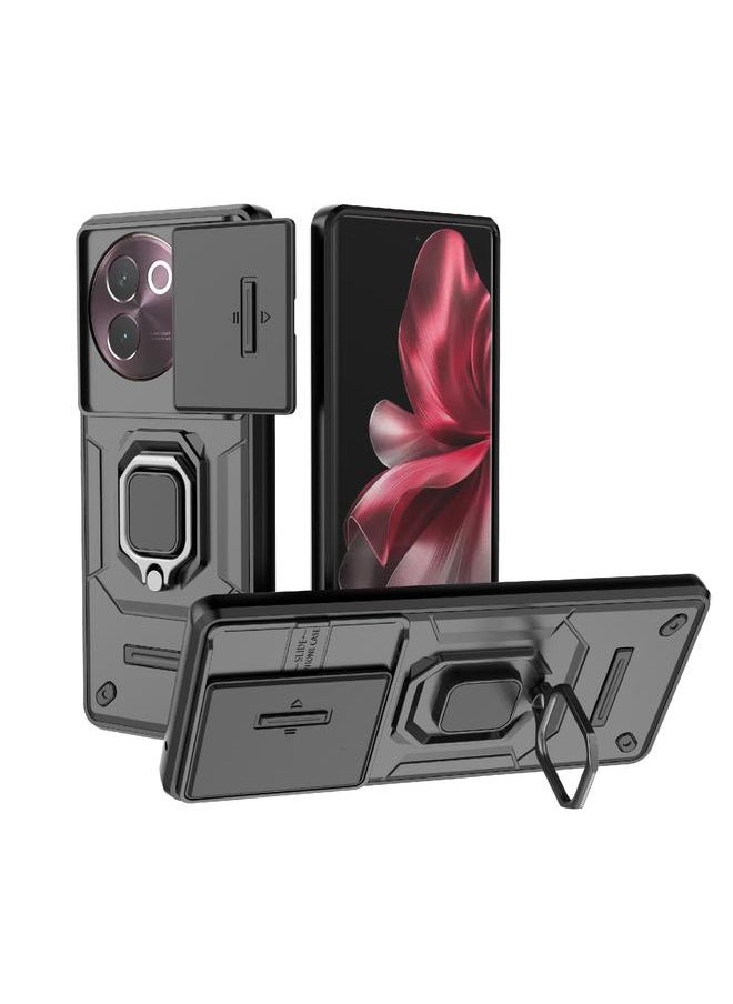 Generic For Vivo V30e 5G GWB Sliding Camshield TPU + PC Shockproof Phone Case with Holder(Black) 
