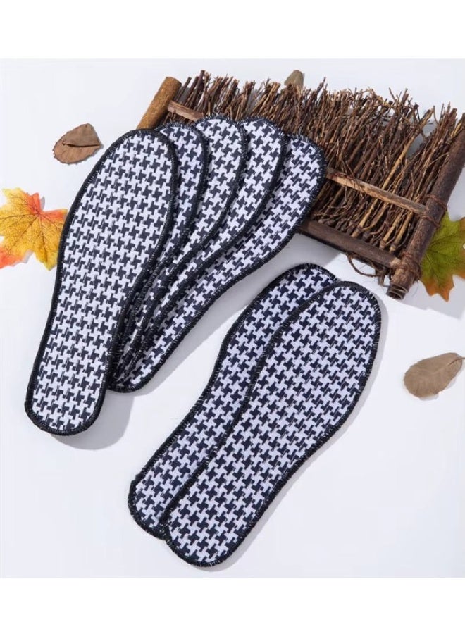 Natural Bamboo Charcoal Scented Shoe Insoles, Odor Absorbing & Sweat Wicking, Ventilated, Houndstooth Design - Image 1