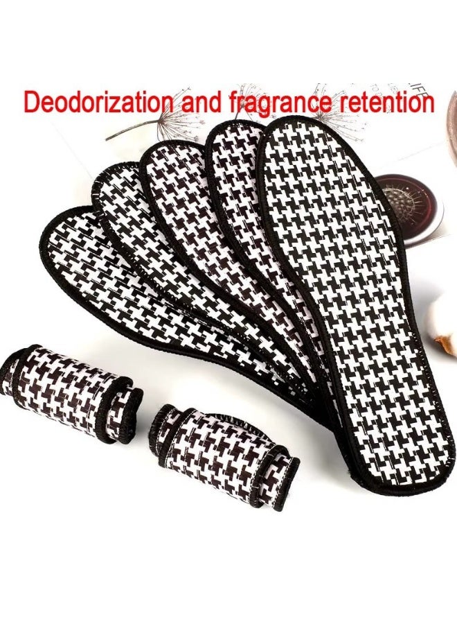 Natural Bamboo Charcoal Scented Shoe Insoles, Odor Absorbing & Sweat Wicking, Ventilated, Houndstooth Design - Image 5