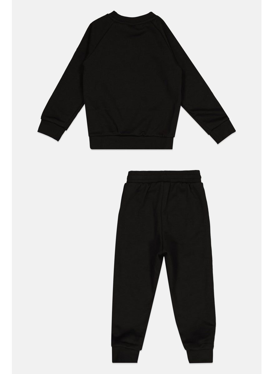 adidas Originals Kids Boy 2 Pc Set Sweatshirt And Sweatpants, Black  - Image 2