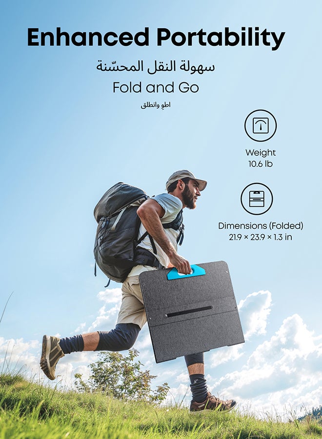SOLIX PS100 Solar Panel with Adjustable Kickstand, 100W Foldable Portable Solar Charger, IP67 Waterproof, 23% Higher Energy Conversion Efficiency, for Camping, RVs, and outs