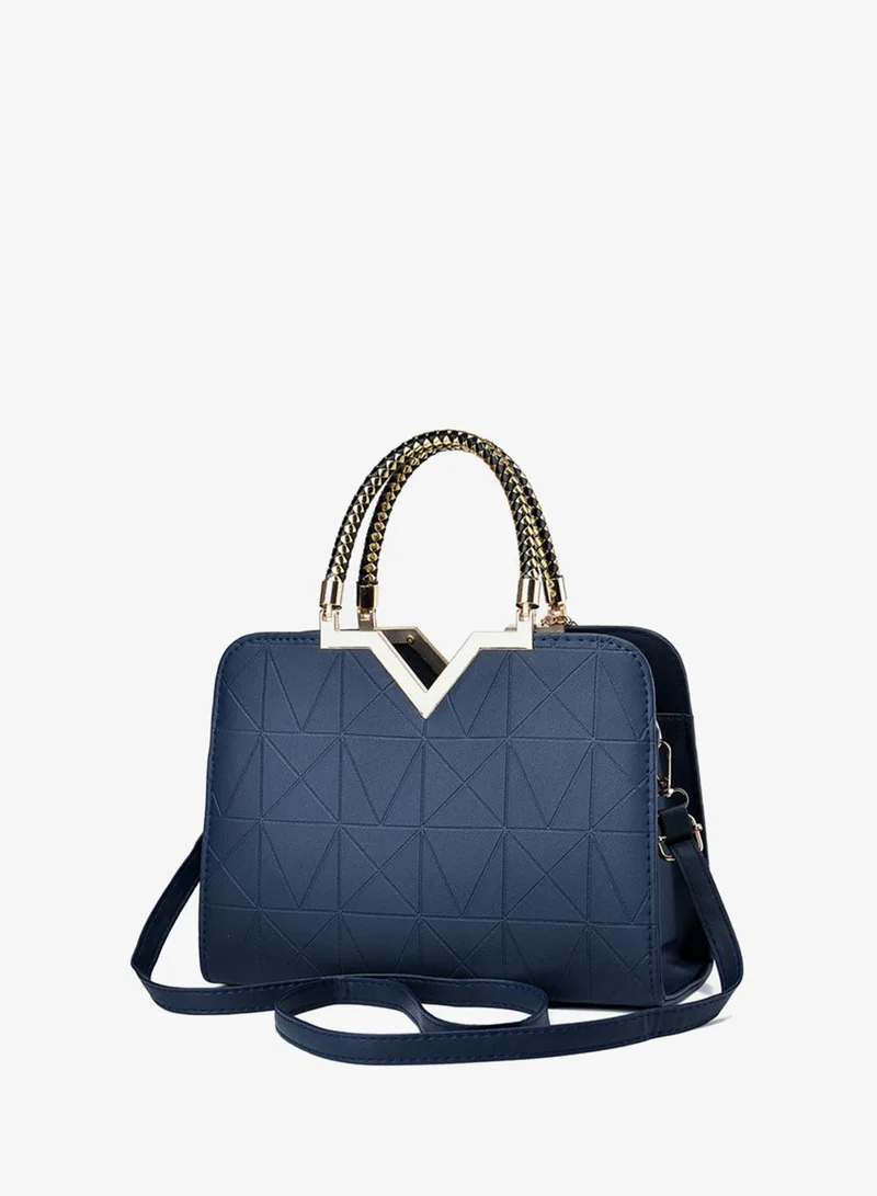 Take Two  Navy Blue Geo Pattern Handbag for Women | Best Price UAE