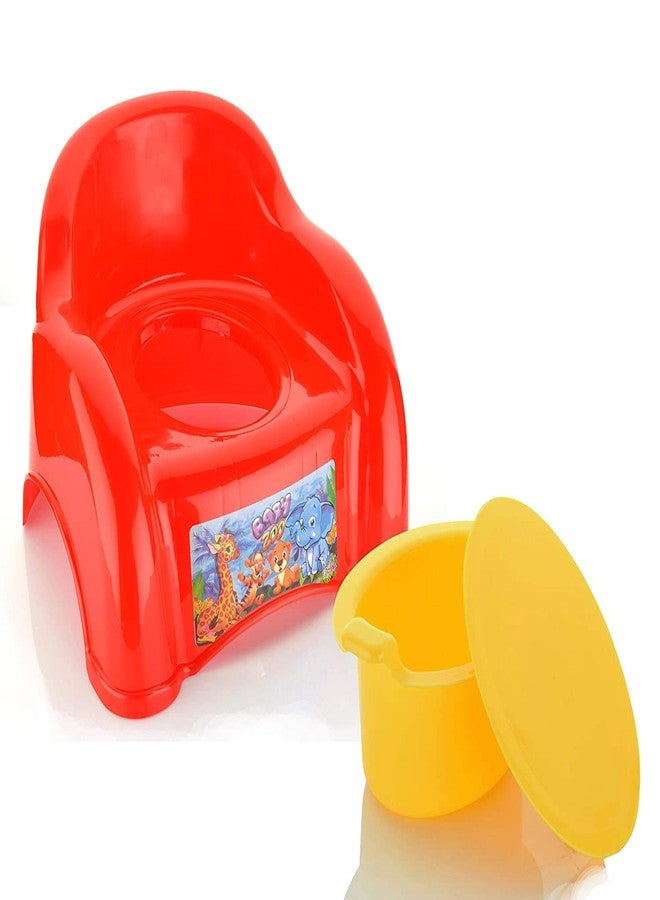 Nabhya 2 in 1 ABCD Baby Potty Seat Baby Potty Training Seat and Baby Chair for 6-18 Month (Red) - Image 1