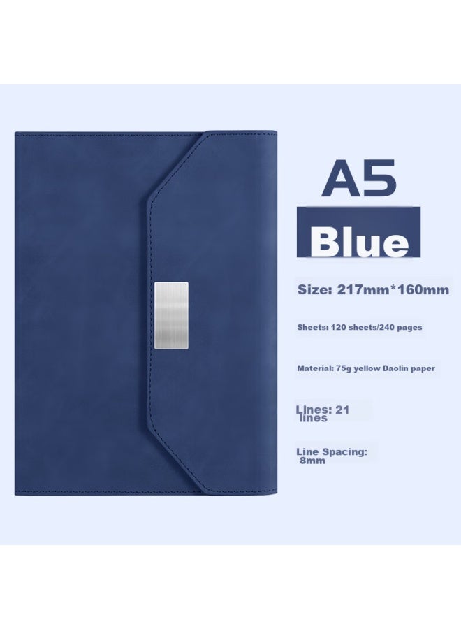 Jiaranheng Jiaran Heng Notebook، دفتر أنيق عالي الجودة، قرطاسية مكتبية رفيعة المستوى، غلاف جلدي سميع A5، سجل اجتماعات، مذكرات عمل، قابل للتخصيص، أزرق بحر عميق - Image 1