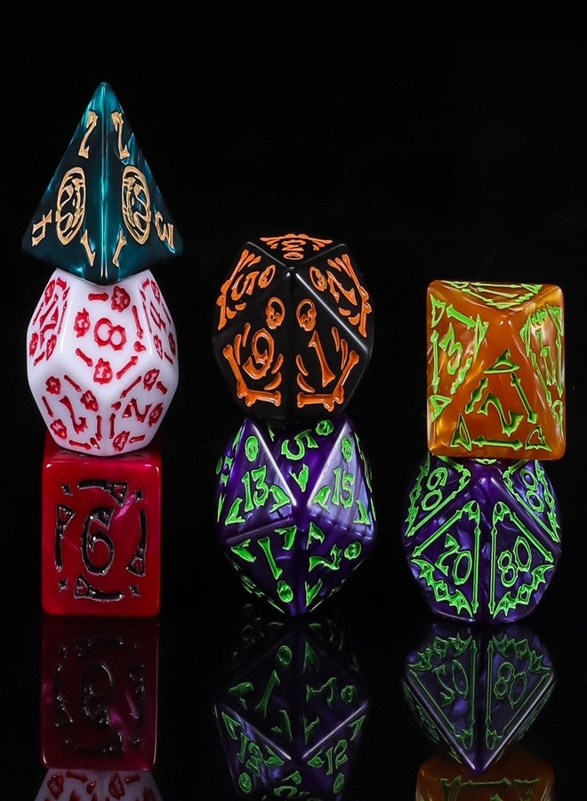 CiaraQ Polyhedral Dice Set - DND Role Playing Dice for Dungeons and Dragons RPG Table Games, Red/Green/Yellow/Purple/Black/White, 42pcs - Image 4