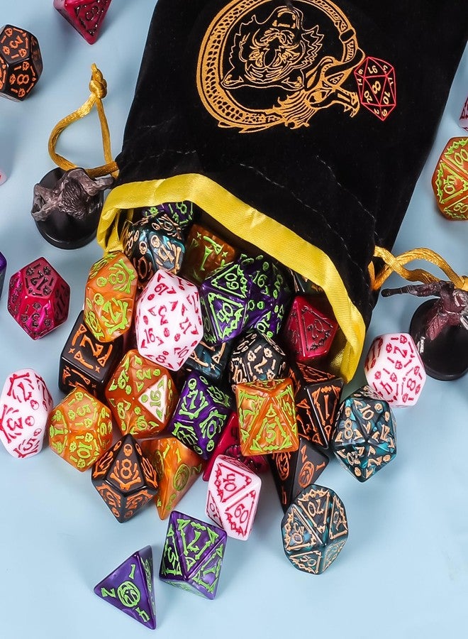 CiaraQ Polyhedral Dice Set - DND Role Playing Dice for Dungeons and Dragons RPG Table Games, Red/Green/Yellow/Purple/Black/White, 42pcs - Image 3