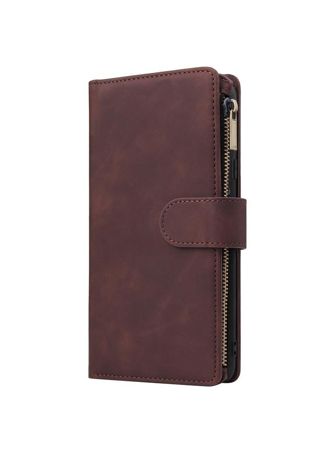 اس-توب جراب لهاتف Samsung Galaxy A20s، جراب هاتف جلدي متعدد الوظائف بسحاب غير لامع - Image 2