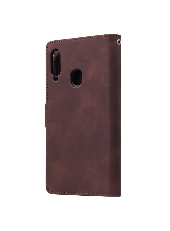 اس-توب جراب لهاتف Samsung Galaxy A20s، جراب هاتف جلدي متعدد الوظائف بسحاب غير لامع - Image 3