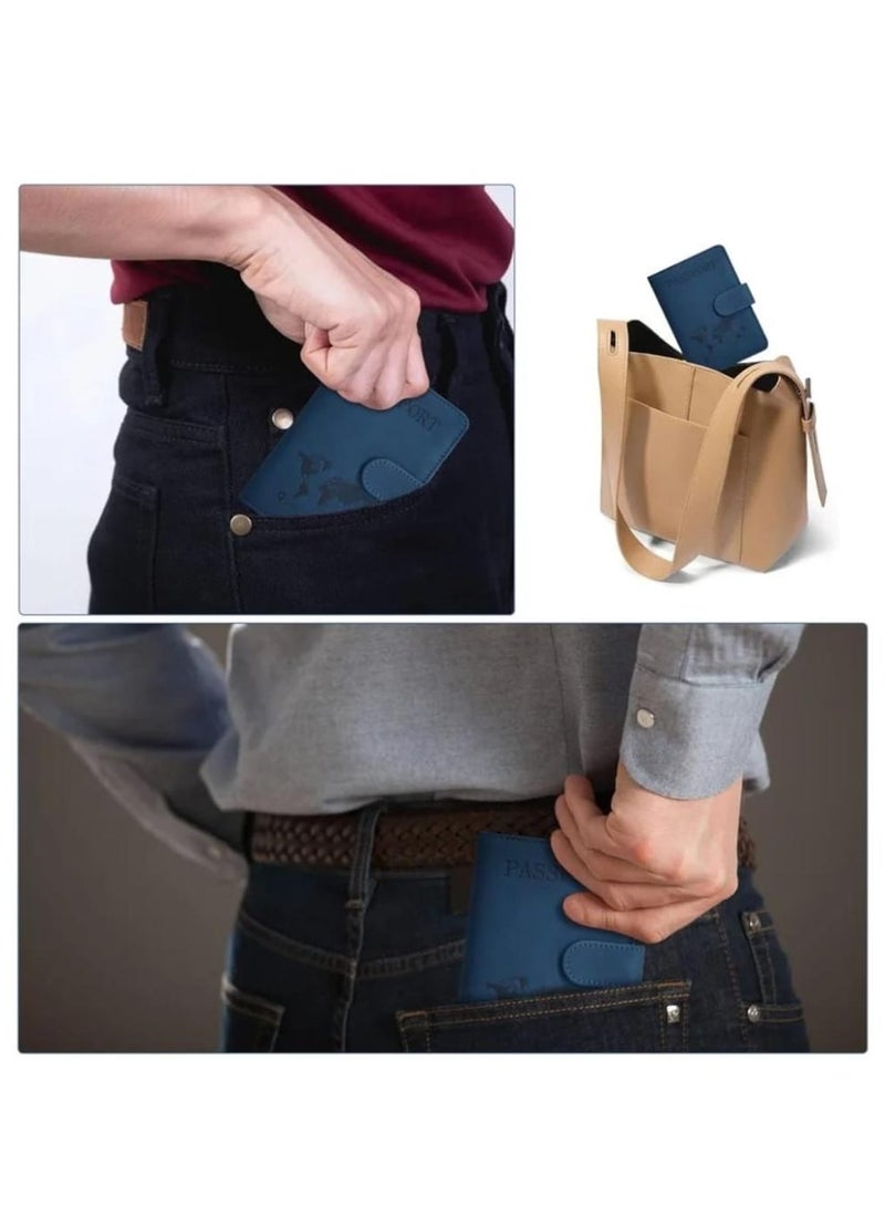 حافظة جواز سفر للسفر مع حزام مرن من الجلد الصناعي مع منظم مستندات مانع لتقنية تحديد الهوية بموجات الراديو لبطاقات الائتمان والهوية وبطاقات الصعود إلى الطائرة، باللون الوردي - Image 2