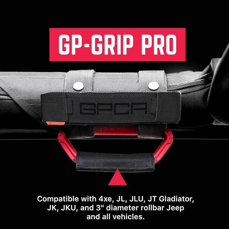 GPCA Metal Grab Handles for Jeep Wrangler 4xe, JL, JT, JK, Sport, Sahara, Rubicon and Gladiator 4DR/2DR 2007-2023 GP Grip PRO, Foldable Patented, 2 Packs, Firecracker Red - Image 2