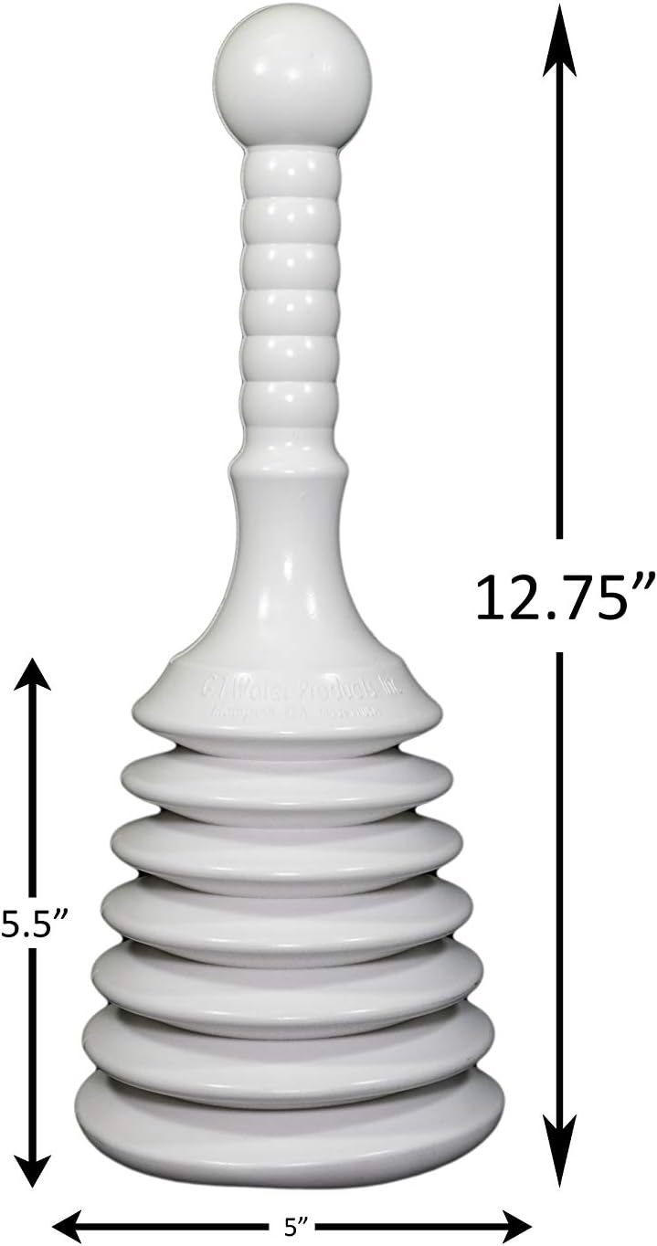 MPS4-4 Sink & Drain Plunger for Kitchen Sinks, Bathroom Sinks, Showers, and Bathtubs. Small and Strong Design with Large Bellows Commercial & Residential Use, White