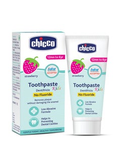 Chicco Toothpaste, Strawberry Flavour For 1Y To 6Y Baby, Fluoride-Free, Preservative-Free,Cavity Protection (50G)  - Image 1