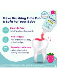 Chicco Toothpaste, Strawberry Flavour For 1Y To 6Y Baby, Fluoride-Free, Preservative-Free,Cavity Protection (50G)  - Image 3