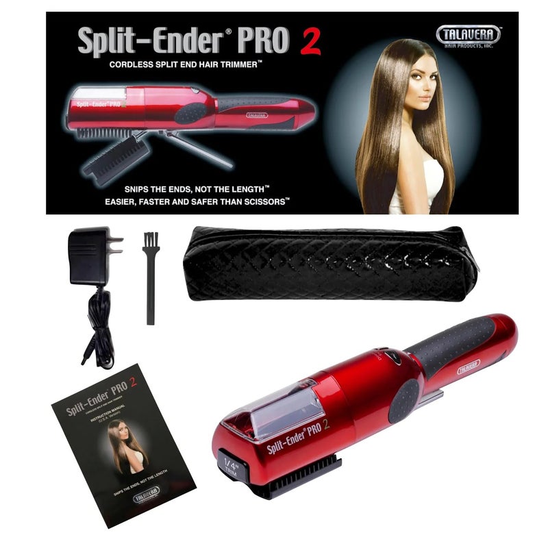 Split Ender Pro 2 - The Original Cordless Split End Hair Trimmer Automatic Rechargeable Home Tool Hair Clipper 2-in-1 for Dry Damaged Splitting Broken Brittle Straight Curly Frizzy Beauty - Red - Image 2