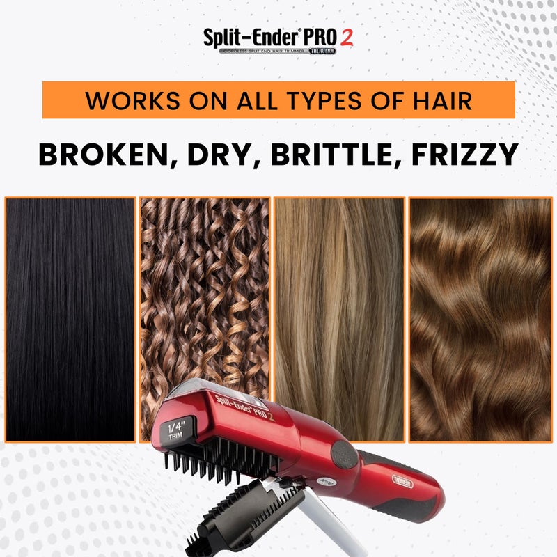 Split Ender Pro 2 - The Original Cordless Split End Hair Trimmer Automatic Rechargeable Home Tool Hair Clipper 2-in-1 for Dry Damaged Splitting Broken Brittle Straight Curly Frizzy Beauty - Red - Image 4