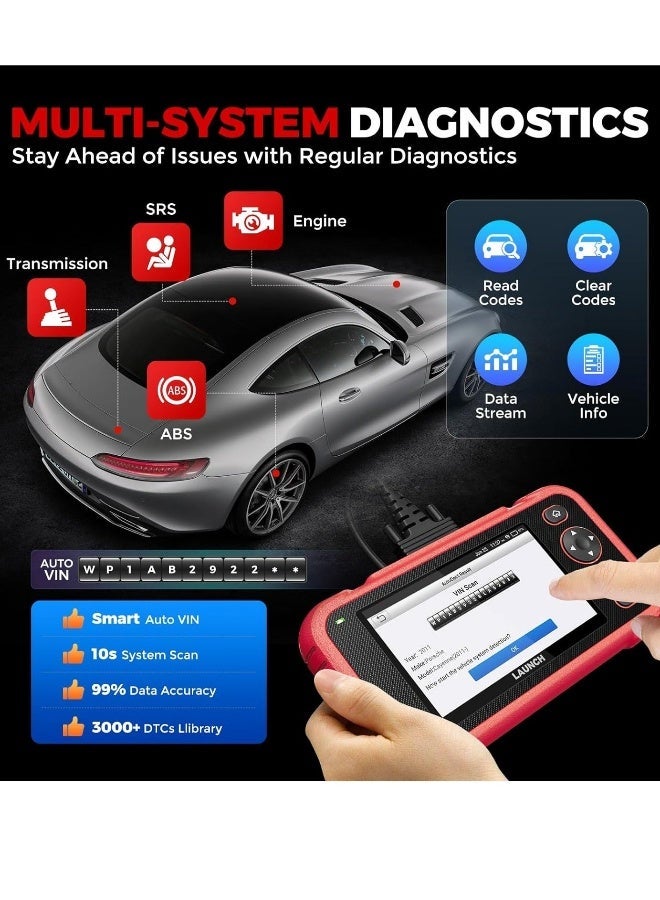 لانش قرى 123 إي قارئ أكواد OBD2 لـ 4 أنظمة (محرك، ABS، SRS، AT) أداة تشخيص سيارات مع خدمة إعادة ضبط (إعادة ضبط الزيت، إعادة ضبط SAS، تكييف الدواسة)، ماسح تشخيصي أوتوماتيكي بـ VIN لـ OBD2 - Image 4