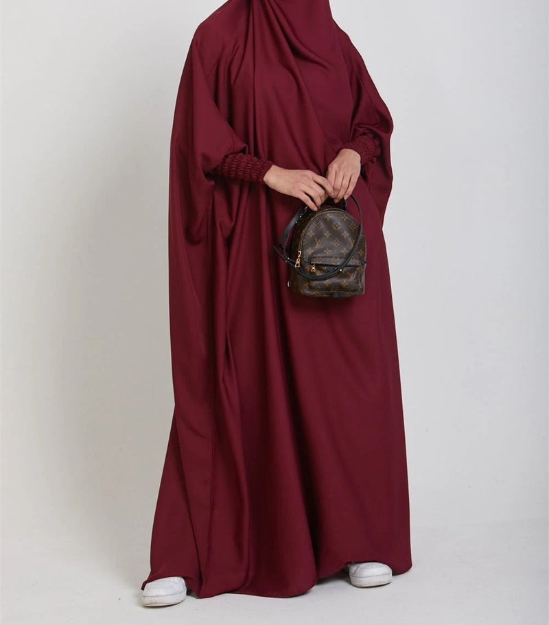 Elegant Solid Color Long Robe for Women Wine red 