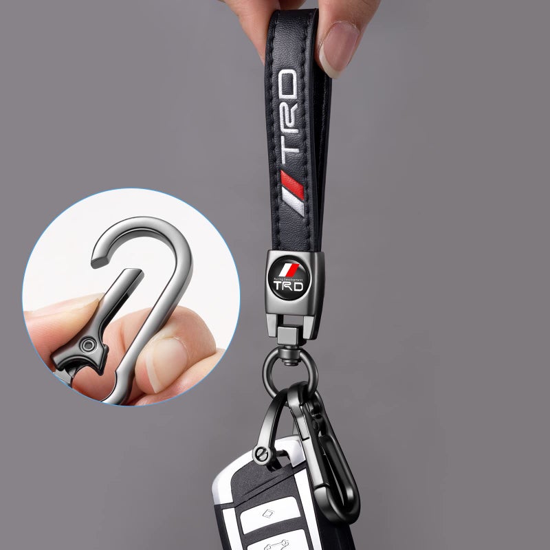 TACOMA Genuine Leather Car Keychain Fit for Toyota TRD Sequoia Tundra 4Runner Trucks Key Chain for Men and Women Family Present Key Ring Accessories(Black) - Image 4