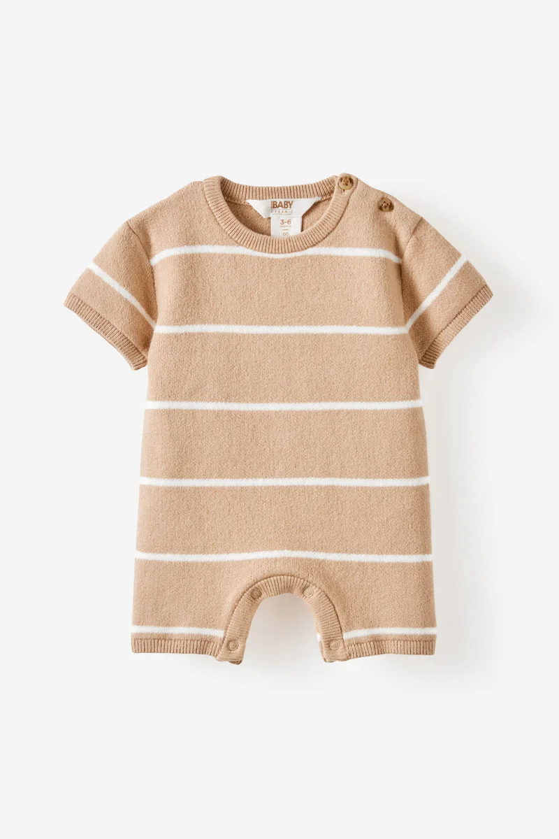 كوتون اون Organic Blend Knit Short Sleeve Playsuit