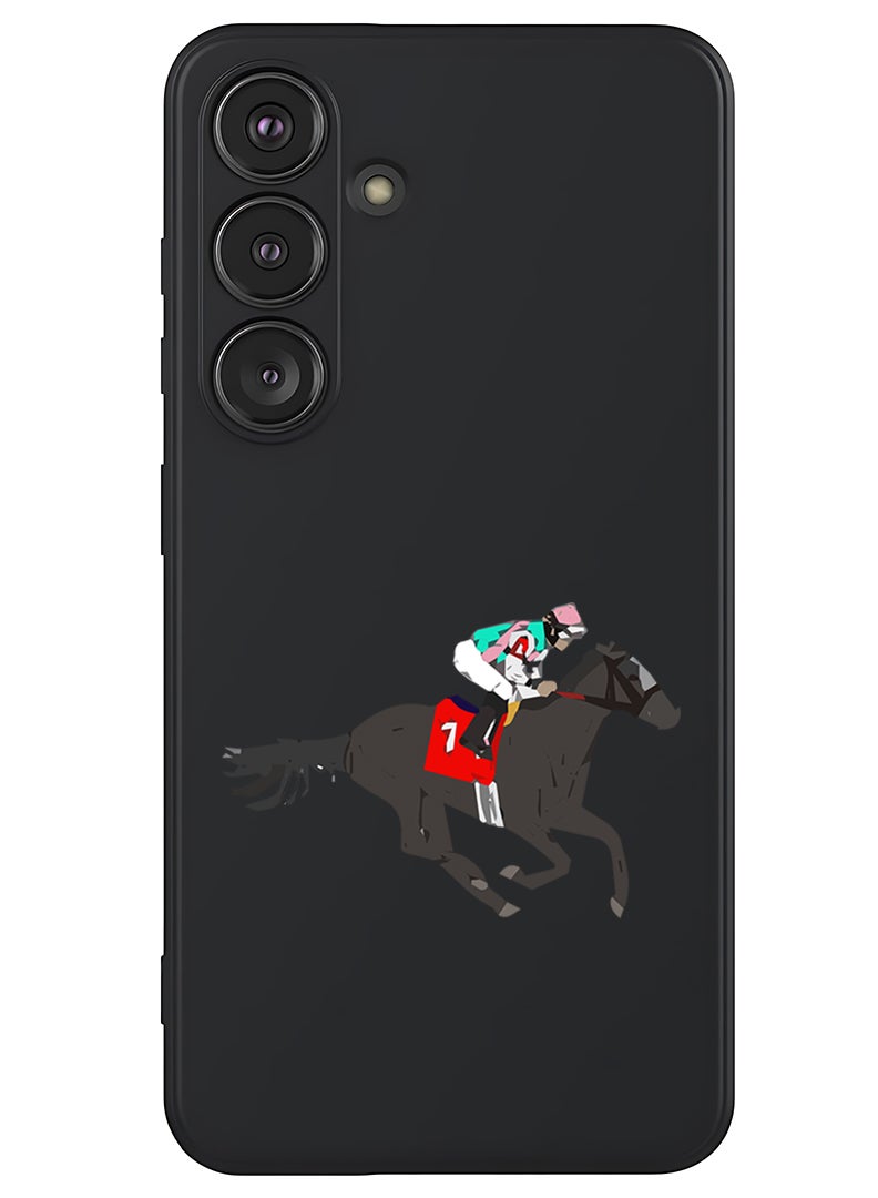 Theodor Protective Slim Fit Case Liquid Silicone Cover with Full Body Protection Anti-Scratch Shockproof Case For Samsung Galaxy S25 Plus (Black) - Horse Riding - Image 1