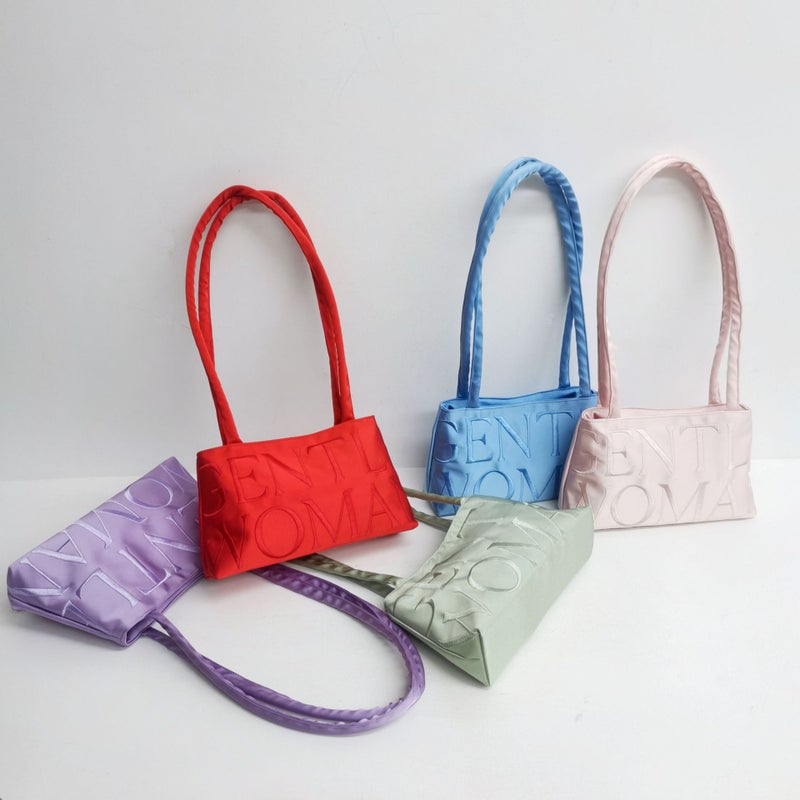 Thailand Trendy Gw Shu Bag Niche Design Satin Letter Embroidery Fashionable All-Match Shoulder Crossbody Bag Portable Underarm Bag - Image 2