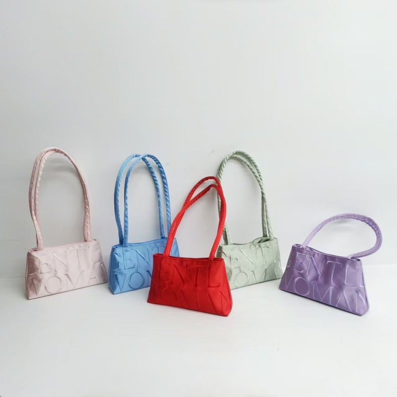 Thailand Trendy Gw Shu Bag Niche Design Satin Letter Embroidery Fashionable All-Match Shoulder Crossbody Bag Portable Underarm Bag - Image 3