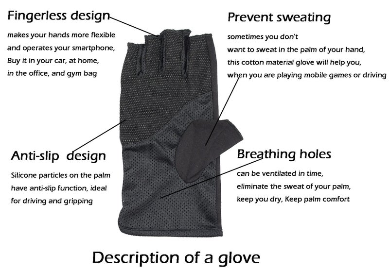 JURUAA Men Fashion Summer Touchscreen UV Driving Gloves Sun Light Weight Driving Gloves Grey - Image 2