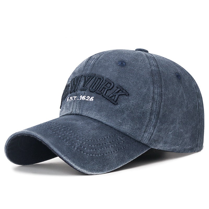 New Washed Coating Baseball Cap Adjustable Fashion Unisex Navy blue - Image 1