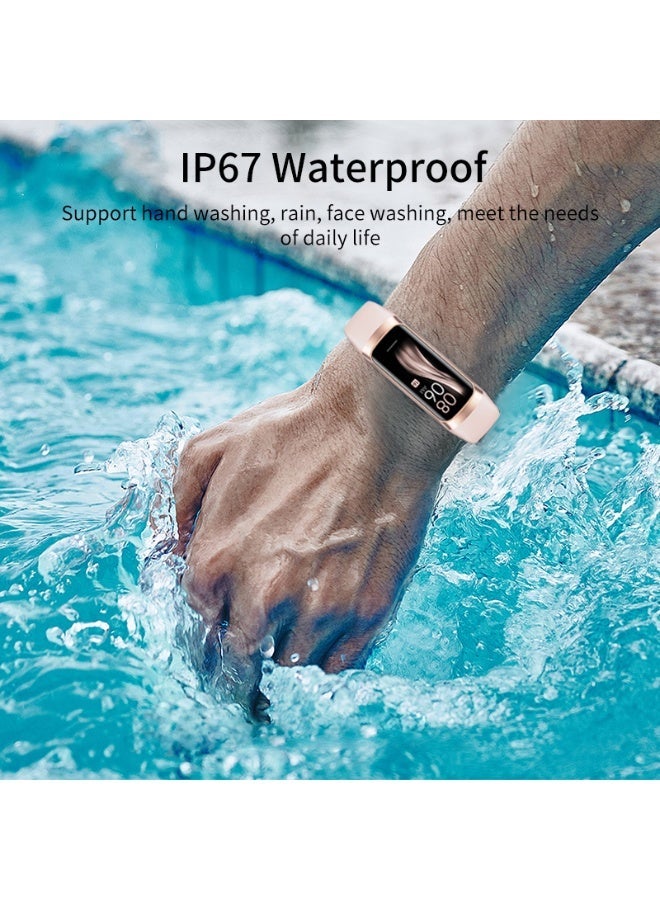 لييج سوار تتبع اللياقة البدنية الرياضي بشاشة ملونة AMOLED للسيدات مقاوم للماء وخفيف الوزن وسوار ذكي لمراقبة درجة حرارة الجسم ومعدل ضربات القلب وتتبع التمارين الرياضية باللون الوردي الذهبي والوردي - Image 4