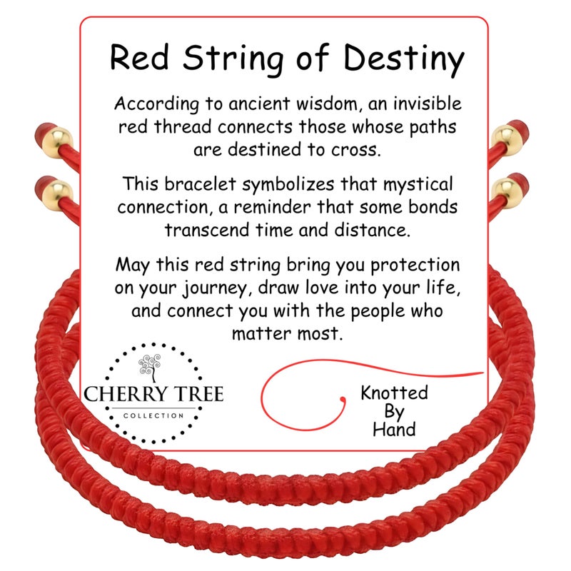 Cherry Tree Collection Lucky Red String Bracelet for Protection & Good Luck â€“ Adjustable Red Thread Bracelet for Men & Women, Bracelet for Protection, Luck and Abundance - Plain Set of 2 - Image 2