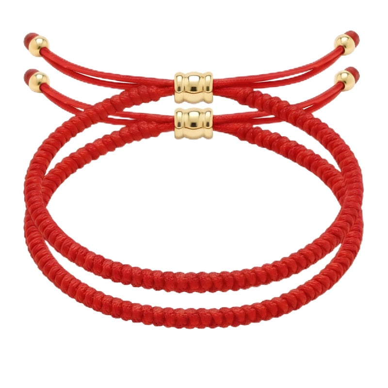 Cherry Tree Collection Lucky Red String Bracelet for Protection & Good Luck â€“ Adjustable Red Thread Bracelet for Men & Women, Bracelet for Protection, Luck and Abundance - Plain Set of 2 - Image 1