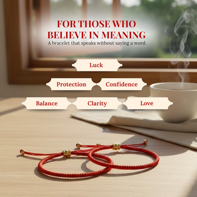 Cherry Tree Collection Lucky Red String Bracelet for Protection & Good Luck â€“ Adjustable Red Thread Bracelet for Men & Women, Bracelet for Protection, Luck and Abundance - Plain Set of 2 - Image 3