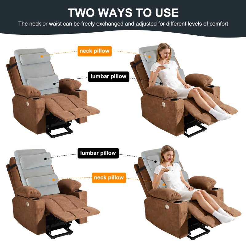 BYTLK 2-in-1 Neck & Lumbar Support Pillow with Adjustable Height and Ergonomic backrest Design, Suitable for recliners, Sofas, high-Back Rocking Chairs, Relieve Back Pressure. - Image 3