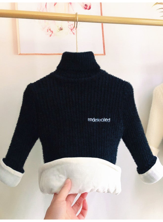 Boys' Sweater Turtleneck Girls' Mink Velvet Winter Fleece-lined Thickened Children's Men's Middle And Small Children's Sweater Warm Clothes Fashion