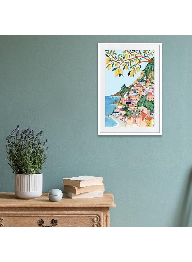 Home Trove KIJDID Italy Positano Amalfi Coast Retro Abstract Posters Beautiful Countryside And Blue Sea Scene Wall Art Colorful Room Aesthetic Style Prints For Home Bedroom Dorm Wall Decor 12x16in Unframed  - Image 2