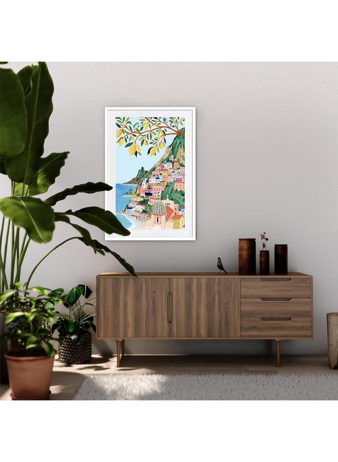 Home Trove KIJDID Italy Positano Amalfi Coast Retro Abstract Posters Beautiful Countryside And Blue Sea Scene Wall Art Colorful Room Aesthetic Style Prints For Home Bedroom Dorm Wall Decor 12x16in Unframed  - Image 3