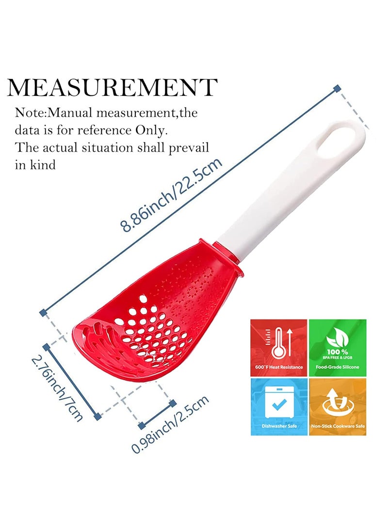 Cupid's Arrow 6in1 Multifunctional Kitchen Cooking Spoon Kitchen Gadgets Strainers for egg yolk Separator Grater Masher Colander Skimmer Scoop for Mashing Grating Draining Heat Resistant 3Pcs red  - Image 3