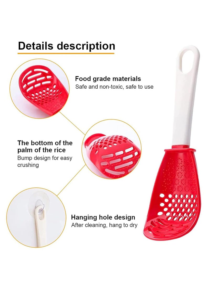 Cupid's Arrow 6in1 Multifunctional Kitchen Cooking Spoon Kitchen Gadgets Strainers for egg yolk Separator Grater Masher Colander Skimmer Scoop for Mashing Grating Draining Heat Resistant 3Pcs red  - Image 2