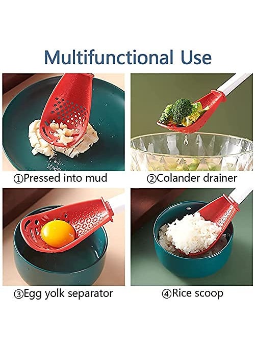 Cupid's Arrow 6in1 Multifunctional Kitchen Cooking Spoon Kitchen Gadgets Strainers for egg yolk Separator Grater Masher Colander Skimmer Scoop for Mashing Grating Draining Heat Resistant 3Pcs red  - Image 5