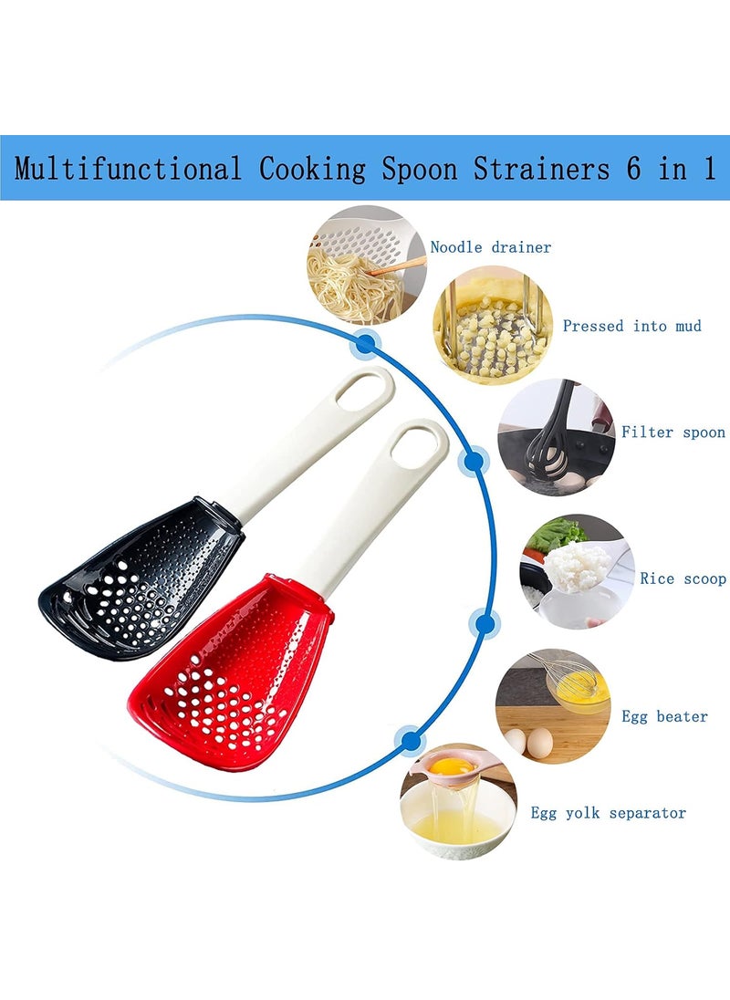 Cupid's Arrow 6in1 Multifunctional Kitchen Cooking Spoon Kitchen Gadgets Strainers for egg yolk Separator Grater Masher Colander Skimmer Scoop for Mashing Grating Draining Heat Resistant 3Pcs red  - Image 4