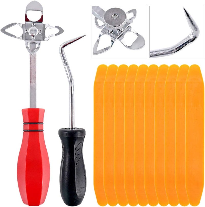 Rustark 12 Piece Windshield Installation Tools kit, 10 Piece Stick Setting Tool, 1 Piece Offset Windshield Installing Tool, 1 Piece Cotter Pin Puller for Installing Windshield Gaskets, Trim and Strips - Image 1