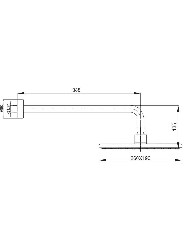 AR Lucia Wall Mounted Shower Head Overhead Shower Matte Black 103545060  - Image 2