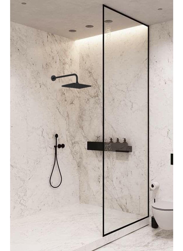 AR Lucia Wall Mounted Shower Head Overhead Shower Matte Black 103545060  - Image 3