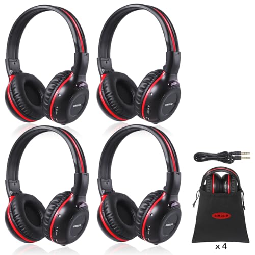 SIMOLIO Two Channel Infrared Headphones for Honda Odyssey, Pilot, uConnect VES, Chrysler Pacifica, Town and Country, GMC Yukon, Nissan Armada, IR Wireless Headphones for Car DVD Player Kids, 4 Pack - Image 1