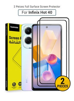 2 Pieces Infinix Hot 40 Screen Protector – Premium Edge to Edge Tempered Glass, High Transparency, Delicate Touch, Anti-Explosion, Smooth Arc Edges, Easy Installation