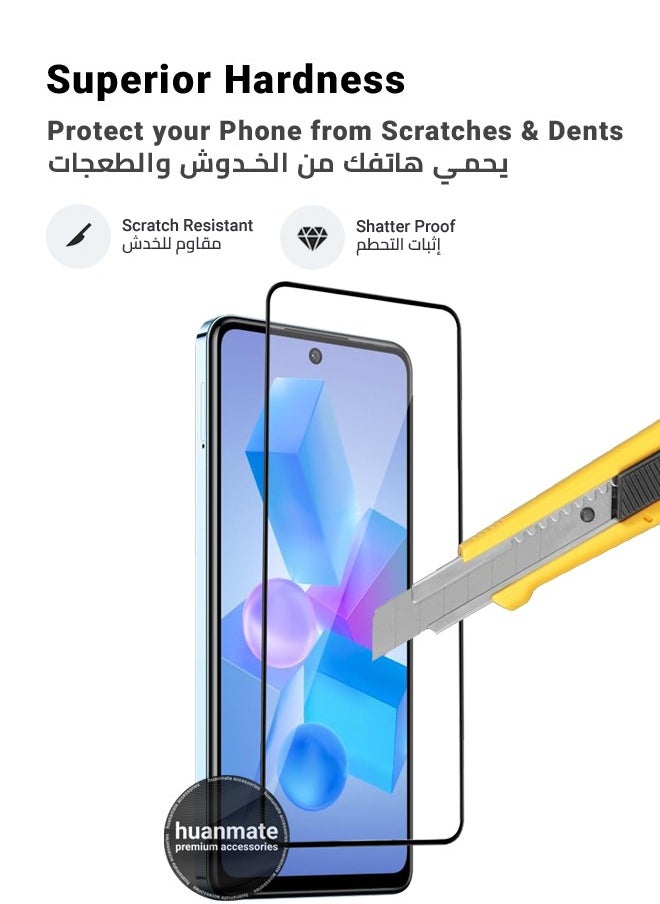 huanmate - 2 Pieces Infinix Hot 40 Screen Protector – Premium Edge to Edge Tempered Glass, High Transparency, Delicate Touch, Anti-Explosion, Smooth Arc Edges, Easy Installation - Image 1