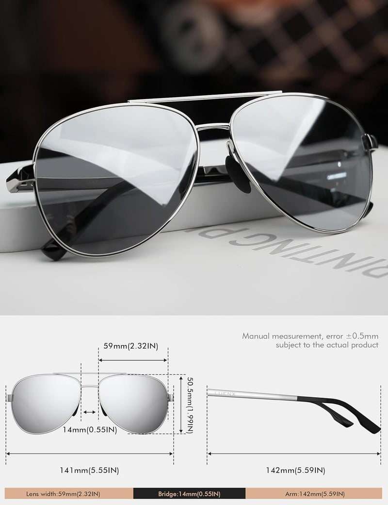LUENX Aviator Sunglasses for Men Women Polarized - UV400 Protection, Stylish Shades, Driving, Outdoor Activities - Image 3